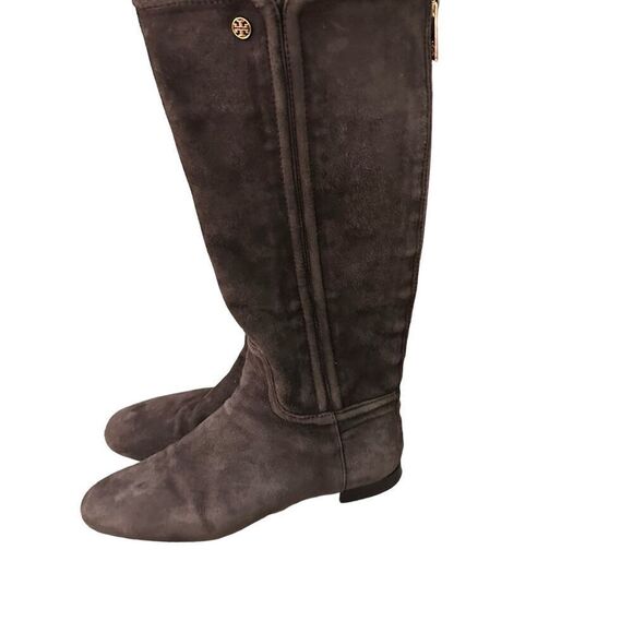 Tory Burch Irene chocolate brown suede with gold hardware design equestrian ridi - Picture 8 of 16